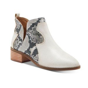 Lucky Brand Leymon Milk Weathered White Snakeskin Boots Size 9